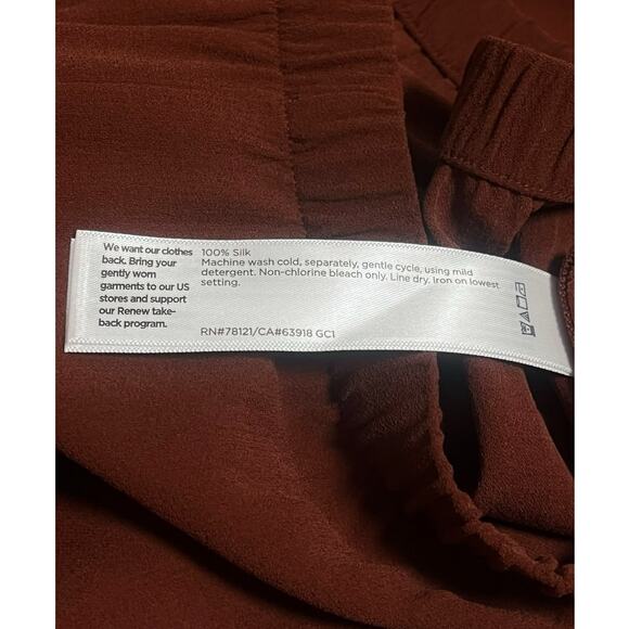 Eileen Fisher Silk Georgette Crepe Straight Pant | Sz L, Redwood NWT $248 - Picture 7 of 9